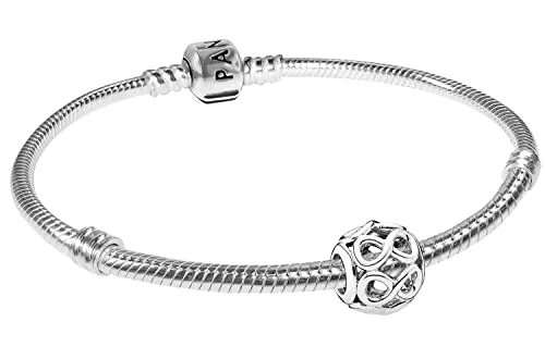PANDORA Armband Starterset Unendlichkeit Silber mit Charm für Damen - Elegantes Armbandset aus poliertem Sterling Silber mit sicherem Clipverschluss. Inklusive Charm Unendlichkeit für stilvolle Akzente. Optimale Anpassung durch Zugabe von 2-3 cm, ideal für individuelle Tragekomfort. Hochwertige Verarbeitung für zeitlose Eleganz.