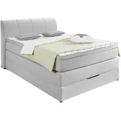 Carryhome Boxspringbett, Silber, Textil, H2 + H3, 7-Zonen, Höhe ca. 20 cm, 100x200 cm, Topper durchgehend, Schlafzimmer, Betten, Boxspringbetten