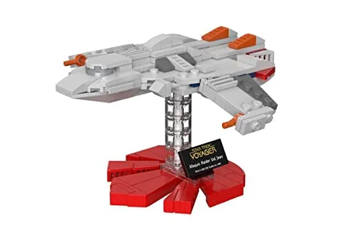 BlueBrixx Pro - Star Trek Maquis Raider Val Jean - Mini-Modell-Bausatz für Erwachsene und Kinder, 206 Klemmbausteine, Offiziell lizenziert, Ausstellungsständer inklusive, 105442