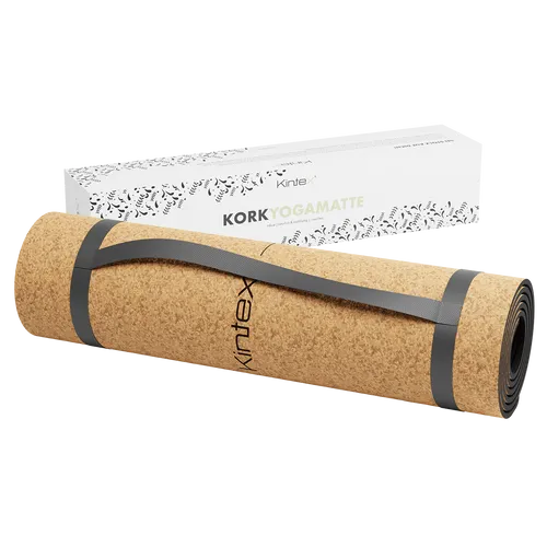 Kintex Kork Yogamatte 183x61 cm - Sportmatte aus 100% Naturkork mit rutschfester TPE-Unterseite, ideal für umweltbewusste Yoga-Enthusiasten. Antibakteriell und hypoallergen für ein gesundes Yoga-Erlebnis.