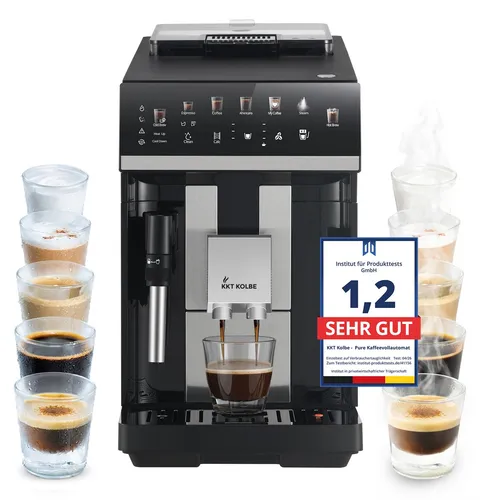 KKT KOLBE Kaffeevollautomat BaristaPure – 4 Kaffeespezialitäten - Vielseitiger Kaffeevollautomat für 4 Kaffeespezialitäten, automatische Reinigung und gleichzeitige Zubereitung von 2 Tassen. Ideal für Kaffeeliebhaber!