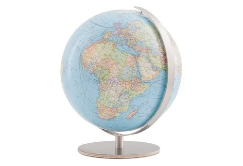 Columbus Globus DUO Duke Tischglobus – Leuchtglobus in FR, EN oder DE - Hochwertiger Tischglobus mit LED-Beleuchtung, zeigt detaillierte Topografie und dreidimensionale Erhebungen. Stabiler Holzsockel und Edelstahlmeridian sorgen für eleganten Halt.
