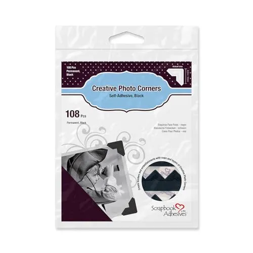 Scrapbook Adhesives Fotoecken, klassisch, 12,7 cm, selbstklebend, 108 Stück, Schwarz