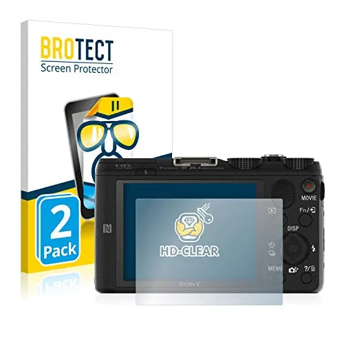 BROTECT (2 Stück Schutzfolie für Sony Cyber-Shot DSC-HX60V Displayschutz Folie Ultra-Klar