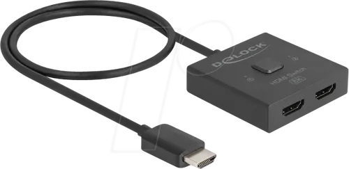 HDMI Switch 2 > 1 bidirektional 8K schwarz - Adapter für das Umschalten von 2 HDMI-Quellen auf 1 Monitor oder TV, unterstützt HDMI Ultra High Speed für gestochen scharfe 8K-Auflösung.