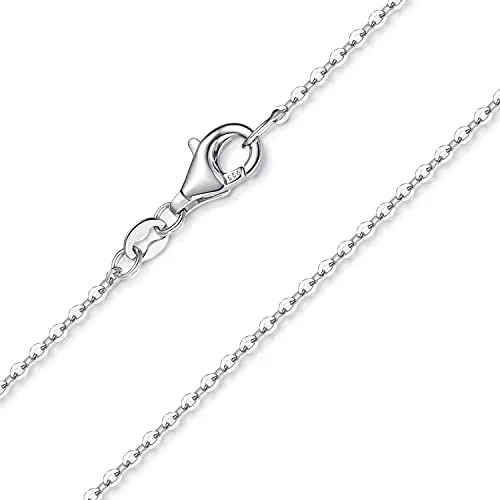 MATERIA Damen Kette aus 925 Silber rhodiniert - 40cm Ankerkette Halskette für Frauen Mädchen 1,2mm fein #K97-40