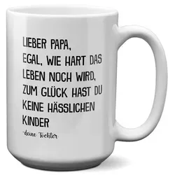 22Feels Tasse Papa Geschenk Vatertag von Tochter Vater Geburtstag Kaffeetasse Mann, Keramik, XL, Made In Germany, Spülmaschinenfest weiß
