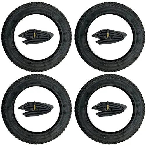 UK-Motors 4X Reifen + 4X Schlauch 12,5 x 1,75 x 2 1/4" 90 Grad abgewinkelt Kinderfahrrad Kinderwagen Puky Roller 12,5" 47-203