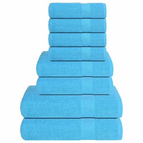 vidaXL 8-teiliges Handtuch-Set in Türkis, 100% Baumwolle - Hochwertiges Handtuch-Set mit 100% ringgesponnener Baumwolle, ideal für den täglichen Gebrauch. Saugfähig, pflegeleicht und mit praktischen Schlaufen – perfekt für jeden Bedarf!