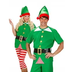 W WIDMANN MILANO Party Fashion - Kostüm Elf für Weihnachten - Kostüm-Outfits für Erwachsene mit festlichem Design: Stilvolles grünes Hemd und tolle Accessoires für einen fröhlichen Auftritt auf Weihnachtsfeiern.