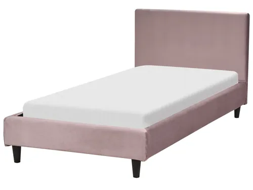 BELIANI Polsterbett Rosa Samtstoff 90 x 200 cm - Modernes Einzelbett mit abnehmbarem Bezug und stoßdämpfenden Federholzleisten für höchsten Liegekomfort. Ideal für Kinderzimmer oder Schlafzimmer.