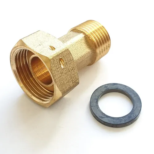 Wasserzähler-Verschraubung 1 1/2'' AG x 2'' IG aus Messing - Zähler Zubehör aus robustem Messing mit Plombiervorrichtung, ideal für präzise Wasser-Messungen in Haushalten und Gewerbe.