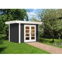 Weka Holz-Gartenhaus Designhaus 126 Plus Flachdach - Holz-Gartenhaus mit modernem Design und 6,2 m² Fläche, ideal für Gartenutensilien und Fahrräder. Einfache Montage durch Steck-Schraubsystem und praktischer Dachüberstand für zusätzlichen Stauraum.
