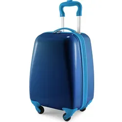 HAUPTSTADTKOFFER For Kids - Dunkelblauer Kinderkoffer für Reisen - Bunter Kindertrolley mit 24 Litern Volumen, ideal als Handgepäck. Leicht und robust, ausgestattet mit 4 leisen Rollen und einem durchdachten Innenraum für einfaches Packen.