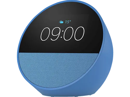 Amazon Echo Spot (2024) - smarter Wecker mit Alexa, personalisierbare Smart Clock und sattem Klang in Blau