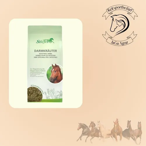 Stiefel Darmkräuter für Pferde - Naturbelassene Kräutermischung zur Regulierung des Magen-Darmtraktes beim Pferd, ideal zur Förderung einer gesunden Verdauung, besonders während Fütterungsumstellungen oder Stallwechsel.