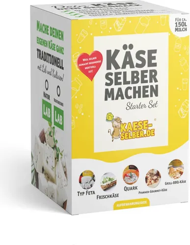 Käse selber machen - Starter Set - Käseherstellung für Zuhause: Inklusive Rezeptmagazin und Videoanleitungen für Käse, Quark und Frischkäse – ideal für Käseliebhaber!