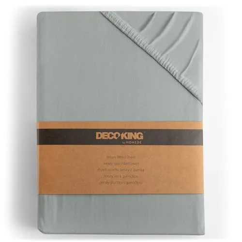 DecoKing Spannbettlaken 200x220/220x240 cm - Amber Collection - Hochwertiges Jersey Spannbettlaken aus 100% gekämmter Baumwolle, ideal für Boxspringbetten. Hohe Farbenechtheit und Öko-Tex Standard 100 für Sicherheit und Komfort.