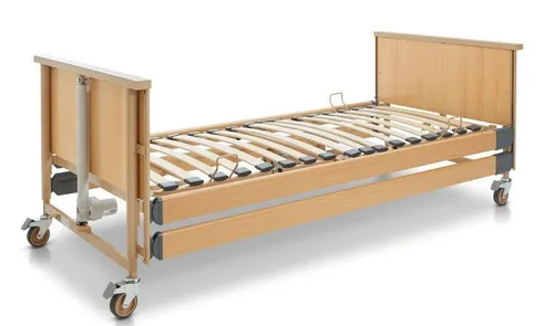 Burmeier Pflegebett DALI II mit Holzfederleisten - Betten, komfortables Pflegebett mit kabelgebundenem Handschalter für einfache Bedienung und optimale Anpassung an individuelle Bedürfnisse.