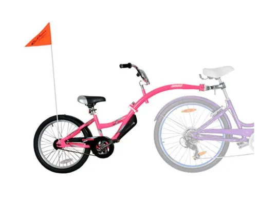 Weeride Fahrradkinderanhänger - Höhenverstellbarer, robuster Tandem Anhänger in Pink - Trampoline: Sicherheitsfahne, sekundenschneller An- und Abbau, klappbarer Rahmen für platzsparende Aufbewahrung, ideal für aktive Familien.