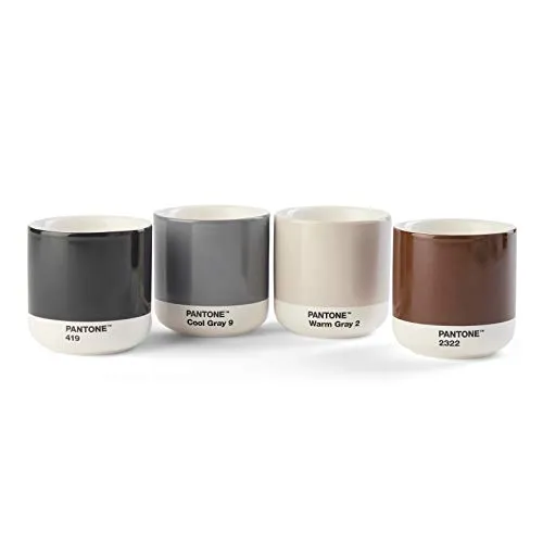 Pantone doppelwandiger Porzellan-Thermobecher Cortado 190ml, 4er-Set - Thermostassen & -becher – henkelloses Design für sicheres Genießen, perfekt für Cortado, mit PANTONE-Farben und spülmaschinenfest, ideal für Alltag und besondere Anlässe.