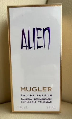 MUGLER Alien Refillable Eau de Parfum 60 ml - Damendüfte mit blumig-holzigem Amber-Duft, nachhaltig nachfüllbar und strahlend durch Sambac-Jasmin. Ein Talisman für jede Frau.