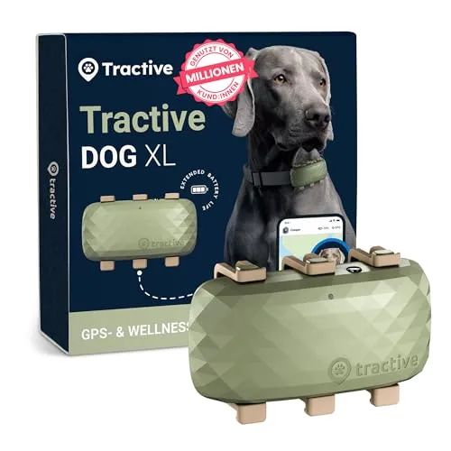 Tractive XL GPS Tracker für Hunde - Echtzeit-Ortung, bis zu 1 Monat Akku, Weglaufalarm und Gesundheitswarnungen für sorgloses Gassigehen