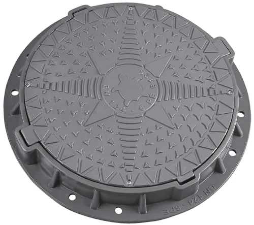 BABYLONPLAST Schachtabdeckung Kanaldeckel Ø600/800 Belastbar bis 12,5 t (125 kN) Kunststoff Schachtdeckel Rund für Kanal B125 Belastbarkeit Frost und Hitzebeständig Sicherungssystem EN - 124 (Grau)