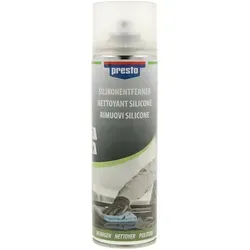 Presto Silikonentferner 458668 - Effektives Spray für Lackierte und Unlackierte Untergründe, 500ml - Dichtungsentferner für die sichere und effektive Entfernung von Schmutz, Fett und Silikon. Ideal für professionelle Lackierergebnisse und schnelle Reinigung bei Lackierungsarbeiten.
