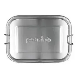 PANDOO Edelstahl Lunchbox 800 ml - Vorratsbehälter aus rostfreiem Edelstahl, auslaufsicher und umweltfreundlich. Ideal für unterwegs mit flexiblem Trennsteg und Bio-Baumwolltasche.