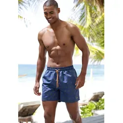 Badeshorts S.OLIVER, Herren, Gr. M, N-Gr, blau (navy, mango print), Microfaser, Obermaterial: 50% Polyester, 50% Polyester (Reborn). Innenslip: 100% Polyester, Badehosen, mit modischem Alloverprint
