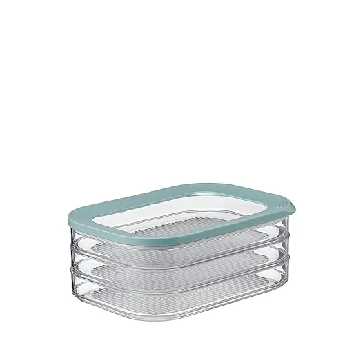 Mepal - Vorratsbehälter Wurstwaren Modula 3-lagig - Kühlschrank - Vorratsbox mit Deckel - Geeignet zur Aufbewahrung von Fleischprodukten -3 Separate Kühlschrank - Vorratsboxen - 1650 ml - Nordic Green