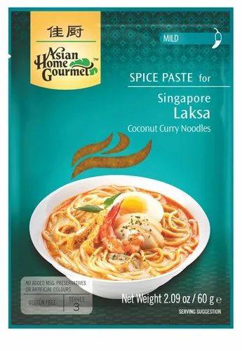 ASIAN HOME GOURMET Würzpaste für Singapur Laksa - Aromatische Würzpaste für ein köstliches Kokos-Curry-Nudelgericht. Perfekt für die schnelle Zubereitung authentischer asiatischer Gerichte.