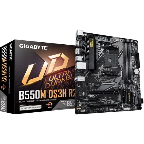 B550M DS3H R2 - Micro ATX Motherboard - Micro ATX Mainboard mit AMD B550 Chipsatz, ideal für leistungsstarke Gaming-PCs und Multitasking mit schnellen USB 3.2 Gen 1 Anschlüssen.