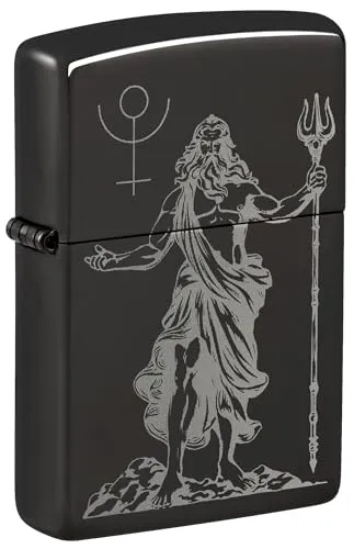 Zippo Sturmfeuerzeug - God Pluto, High Polish Black, Photo Image - Nachfüllbar - Wiederverwendbar - Windfestes Design - Geschenkbox - Made in USA