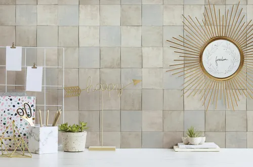 Fototapete MARBURG "Tile", gelb (chiffongelb), B:0,53m L:10,05m, Vlies, Tapeten, moderne Tapete für Wohnzimmer Schlafzimmer Küche