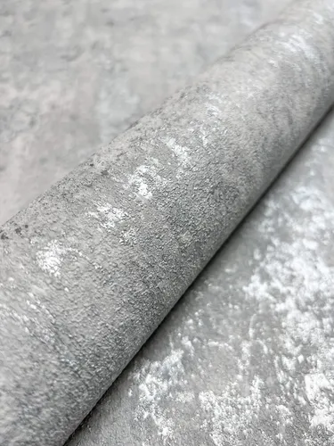 Newroom Vliestapete Fadis Silver - Moderne Betontapete in Silber für Wohnzimmer, Schlafzimmer und Küche. Wasser- und dampfbeständig, ideal für Nassbereiche und leicht anbringbar.