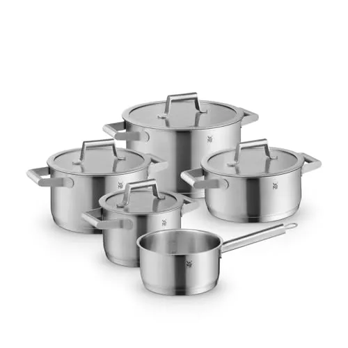 WMF Comfort Line Topfset Induktion 5-teilig - Edelstahl mattiert, unbeschichtet, inklusive Glasdeckel und ideal für alle Herdarten