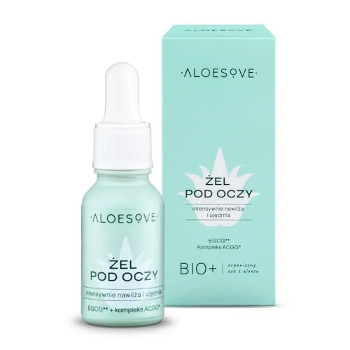 ALOESOVE Feuchtigkeitsspendendes Augengel 15ml - Vegan Gel Augen mit Hyaluronsäure und Antioxidantien - Anti-Aging, reduziert Schwellungen und Augenringe, ideal unter Make-up