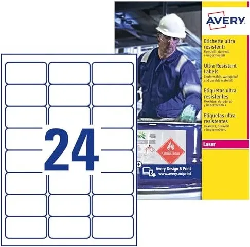 AVERY Zweckform 240 resistente Folienetiketten L7912-10 weiß 63,5 x 33,9 mm