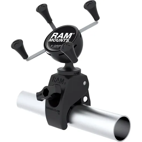RAM Mounts X-Grip® Kit mit Tough-Claw Klemme für Smartphones - KFZ Einbau: Robuste Halterung für Smartphones, ideal für Motorradfahrer mit werkzeugfreier Befestigung und 360° Drehbarkeit.