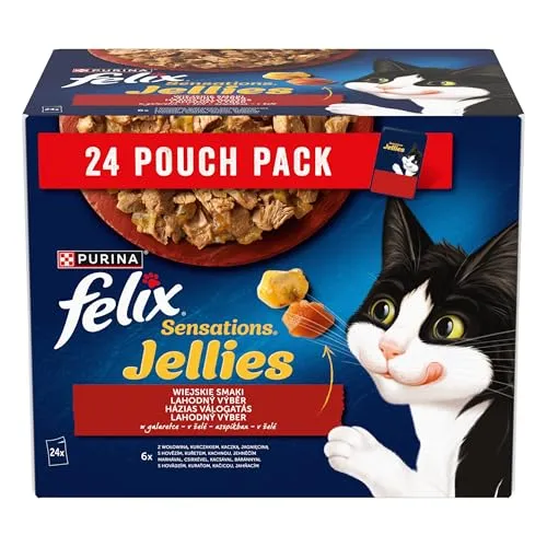 FELIX Sensations Countryside Delights in Gelee - 24x85g Beutelfutter für Katzen, hochwertige Zutaten für köstlichen Genuss und Rabatt für Stammkunden 3%