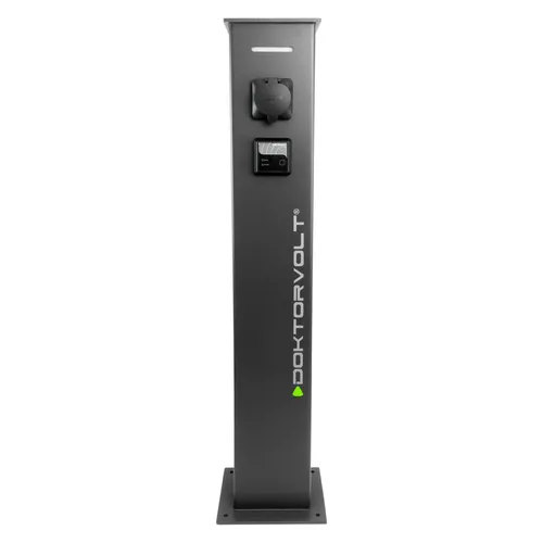 DOKTORVOLT 8737 Ladesäule 22 kW Typ 2 mit RFID - Wallbox für Elektrofahrzeuge, mikroprozessorgesteuert und sicher mit RFID-Zugang. Ideal für moderne Elektroautobesitzer, um bequem und effizient zu laden.