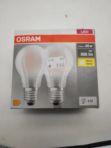 Doppelpack E27 Osram LED BASE opalweißes GLAS 6,5W wie 60W  warmweises Wohnlicht