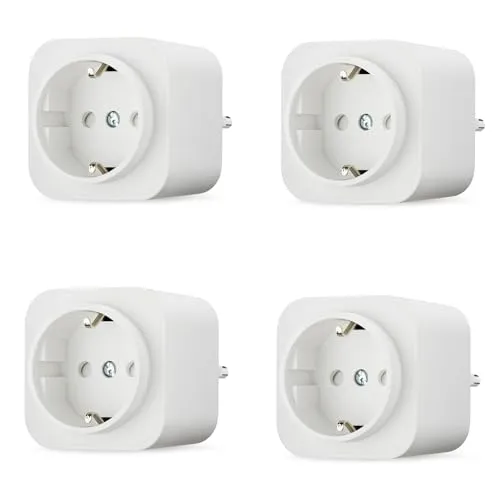 Amazon Basics Smart WLAN-Steckdose für EU-Steckdose - 4er Set - Smart & Ferngesteuerte Stecker zur einfachen Steuerung von Geräten über Alexa, ideal für die Planung und individuelle Routinen, kompakt und platzsparend.