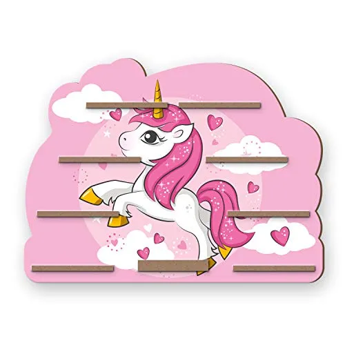 Regal „Einhorn“ geeignet für Toniebox und Tonies inkl. 40 Metallplättchen für Flexible Befestigung der Tonie Figuren (Einhorn)