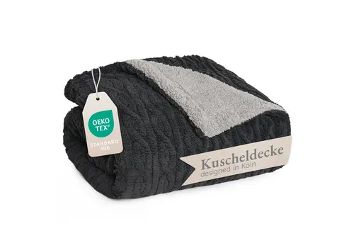 Wohndecke Oeko-TEX zertifizierte waschbare Wohn- & Kuscheldecke, Blumtal, mit weicher Sherpa-Innenseite