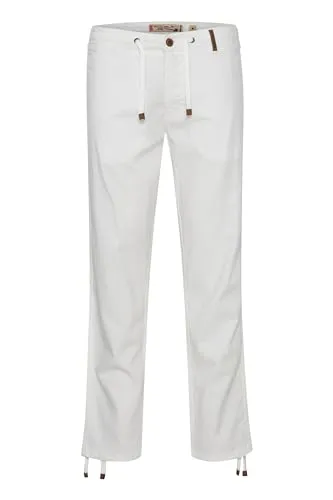 Indicode IDIves Herren Leinenhose Sommerhose Lange Stoffhose mit Kordel Gürtelschlaufen Leinenmix Eingrifftaschen Regular fit, Größe:XL, Farbe:Off-White (002)
