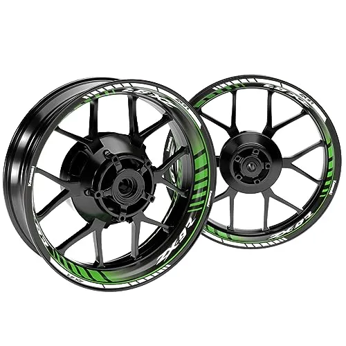 One-Wheel, Kawasaki ZX-9R Felgenaufkleber Design Techno, Offiziell lizensierte Kawasaki Wheelsticker für Motorrad, Felgenrandaufkleber GP