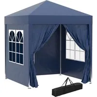 furnicato Faltpavillon 2x2m Blau mit 4 abnehmbaren Seitenwänden - Der furnicato Faltpavillon ist der perfekte Begleiter für Feiern und Veranstaltungen. Mit seinem stabilen Stahlrahmen und der einfachen Montage in weniger als einer Minute bietet er zuverlässigen Schutz und Flexibilität im Freien.